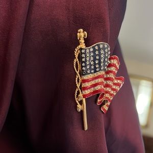 American Flag Crystal and Gold Plate by GARNAY